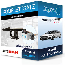 Für Audi A1 Sportback 12- AUTO HAK Anhängerkupplung abnehmbar + 13polig E-Satz