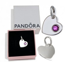NEW 100% Authentic PANDORA 925 Ale Engravable Purple Stone Heart Charm 794295C02