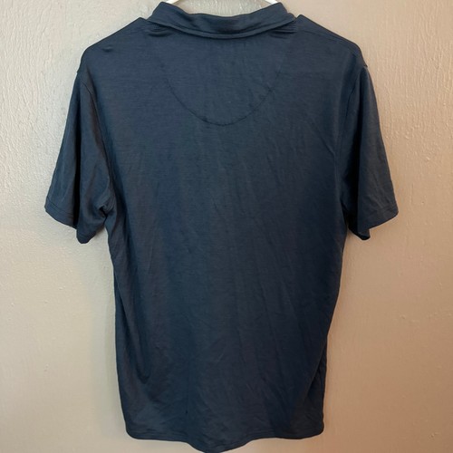 WOOLLY EVERYDAY MERINO Navy Blue Button Up Short Sleeve Top Size Small Casual - Picture 3 of 5