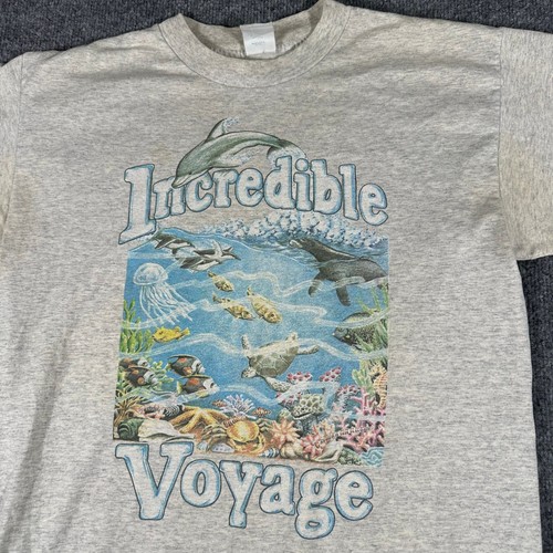 Little Browns Originals T-Shirt Mens XL Gray Incredible Voyage Sea Life USA Made