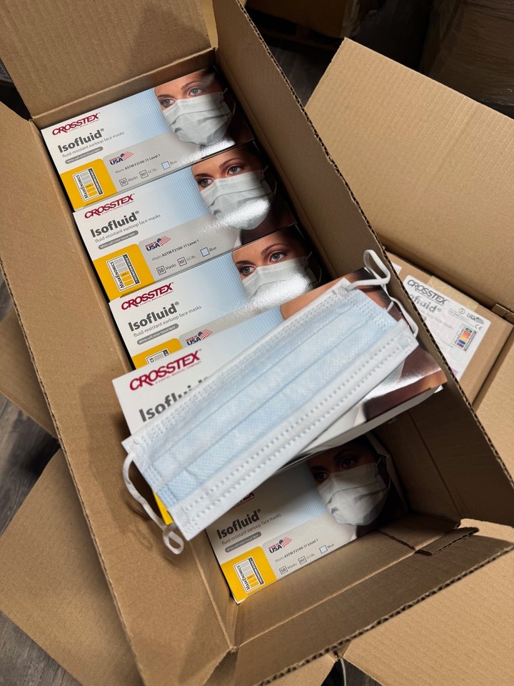 Crosstex ASTM Level 1 3-Ply Earloop Face Masks Case 2000 Ct (4 Cartons ...