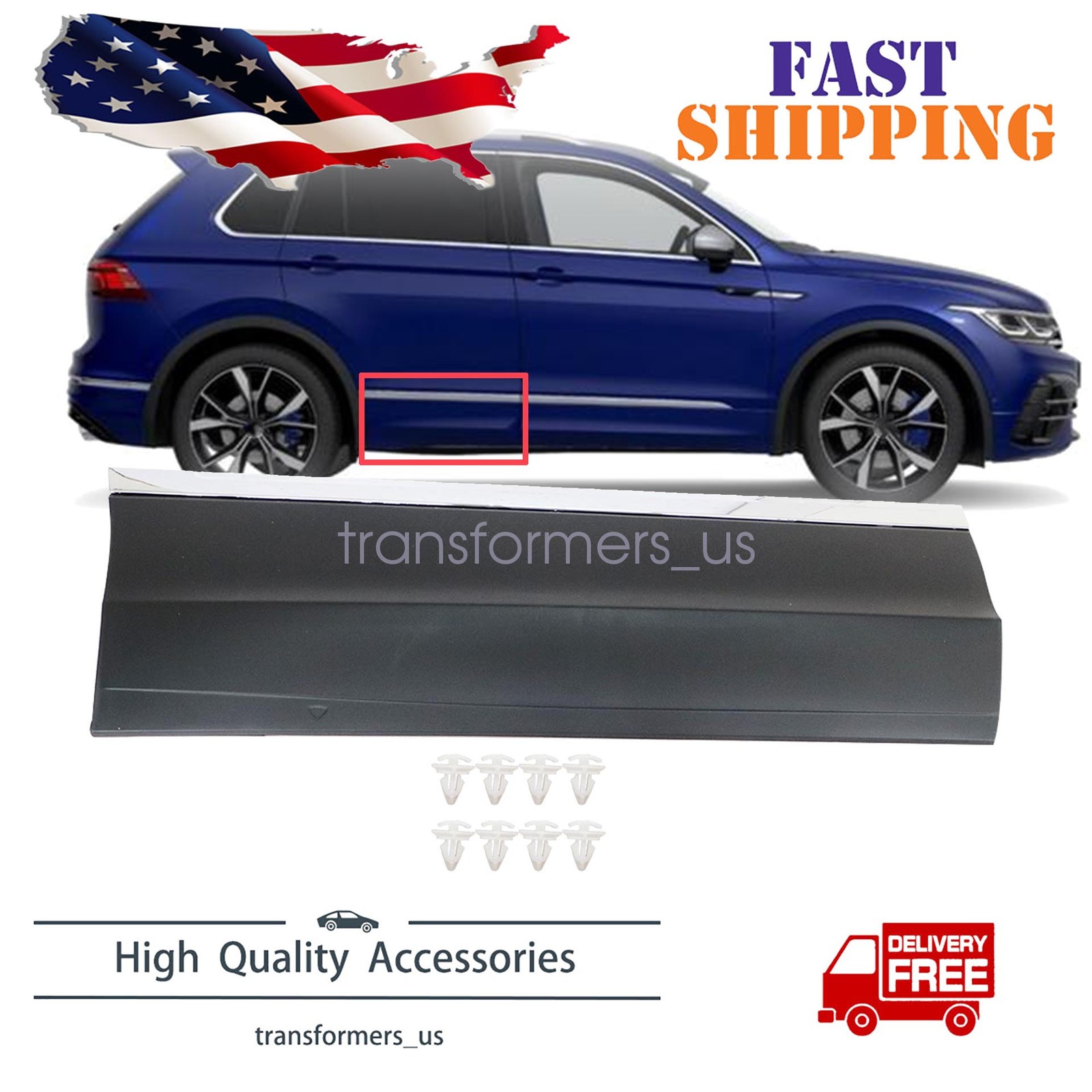VW1505104 New Replacement Passenger Rear Lower Door Molding Fits 2018-21 Tiguan