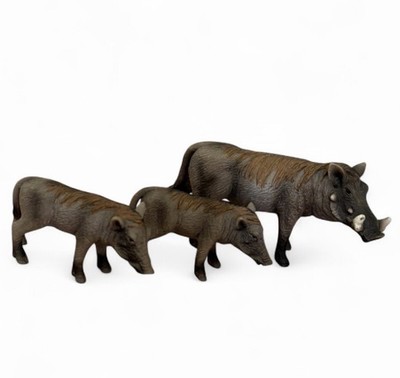 Set Of Vintage Warthog Schleich Mini Figurines Lot Of 3
