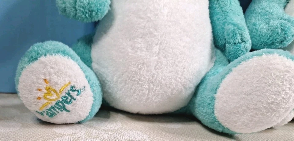 2 Twin VTG Pampers Baby Dry 7 дюймов плюшевые мягкие игрушки-медведи коалы бирюзовые - Изображение 2 из 4
