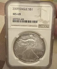 2009 American Silver Eagle NGC MS69 Brown Label