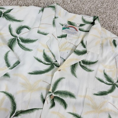 Vintage Paradise Found Mens 4XL White AOP Floral Palm Tree Hawaiian Short Sleeve