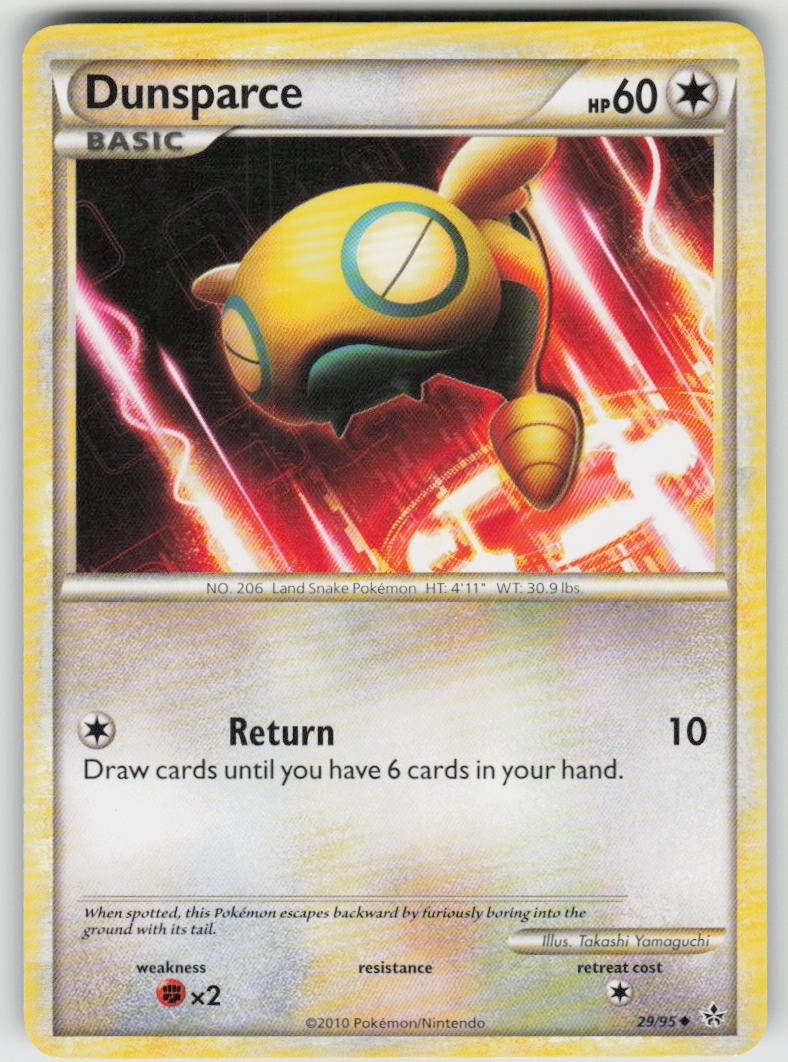 Dunsparce 29/95 Uncommon HGSS Unleashed Pokemon Moderately Played