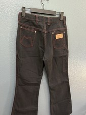 Vintage 70  s Maverick Black Counter Stitch Flared Western Pants Women  s 11/12