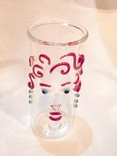 Whimsical Womans Face  Shot Glass By Karen Buhler Blown Glass,  signed 2011