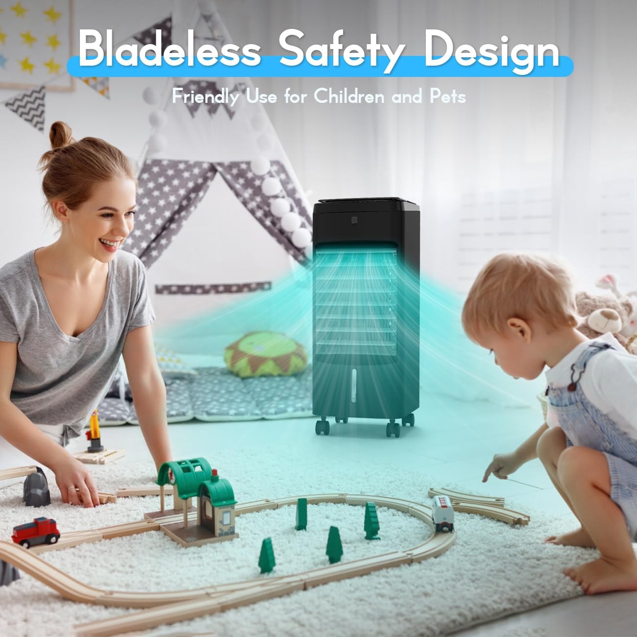 NOMEY Evaporative Air Cooler 3-IN-1 Air Conditioner Portable for Room w/ 4 Modes