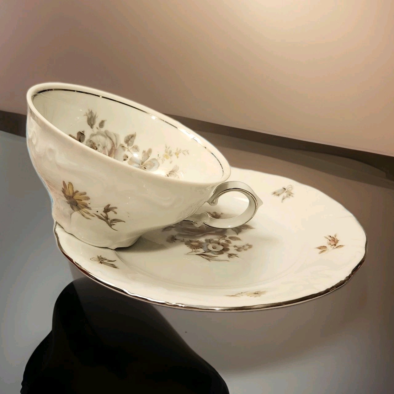 Winterling Schwarzenbach Tea Cup & Saucer Bone China Bavaria, Germany 1955 Mint