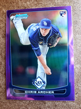 2012 Bowman Chrome PURPLE REFRACTORS CHRIS ARCHER Baseball ROOKIE CARD 70 SN/199. rookie card picture