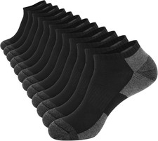 12 Pack Mens Cushioned Ankle Socks, Low Cut Breathable Casual Socks Shoe Size 6