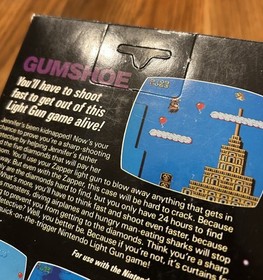 Nintendo Gumshoe Sticker Seal Black Box NES Video Game 5 screw Cartridge RARE