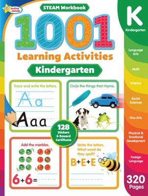 1001 STEAM Kindergarten Activity Workbook: Practice Sight Words, Phonics, Nu...