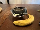 Vintage MCM Flavio Poli Murano Sommerso "Diamant" Ashtray Black Clear Crystal 6”