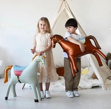 Horse Foil Balloon Self Standing Foil Brown White Birthday Party Decoration Pony