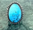 Vintage Native American Navajo Large Sterling Silver & Turquoise Ring Size9.5