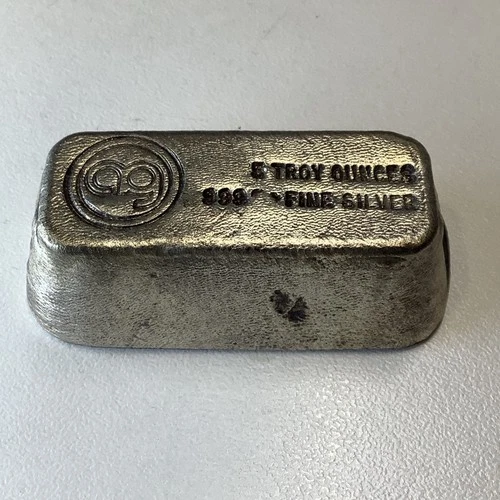 GREAT AMERICAN SILVER COMPANY 5 OZ SILVER BAR LOAF 1970'S ag UNITED STATES