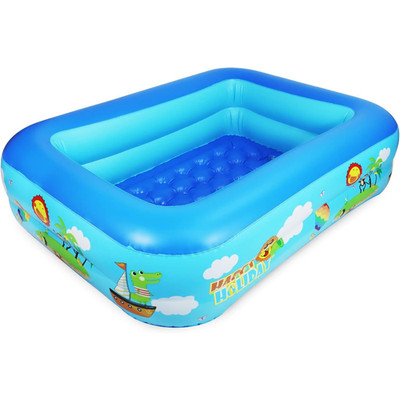 Planschbecken Aufblasbar 110cm Rechteck Kinderpool mit Weichem Boden für Sommer