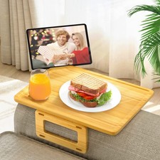 Smatdecis Couch Arm Tray Table: Sofa Clip for Drinks, Food & Snacks - 80 Chars M