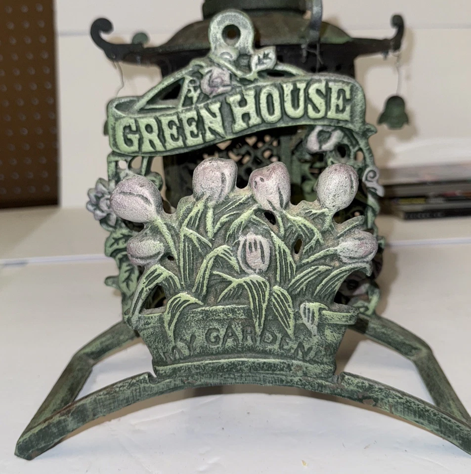 Vintage Garden Hose Holder Cast Iron Green House My Garden Tulip Outdoor - Image 2 of 2