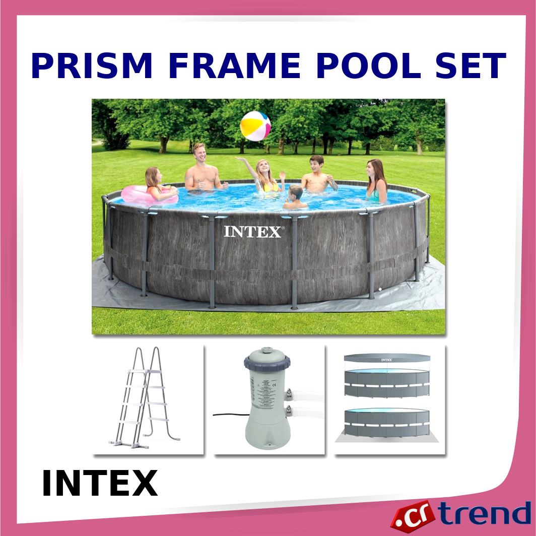 Juego de piscina Intex Prism Frame redondo 457 x 84 cm azul con bomba de filtro y escalera