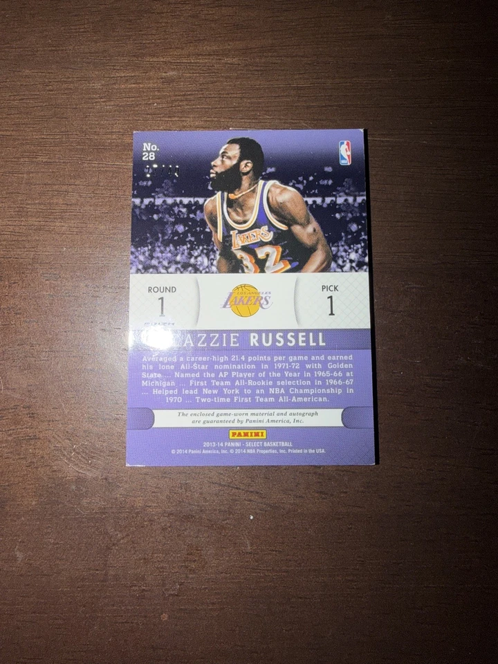 2013-14 CAZZIE RUSSELL 27/49 AUTO PANINI Autograph  PULSAR Blue Lakers  - Image 2 of 2