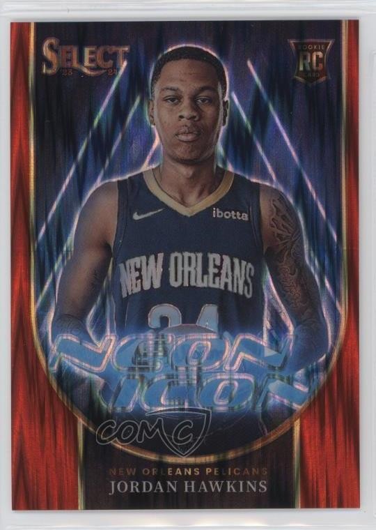 2023-24 Panini Select Neon Icons Red Flash Prizm 67/99 Jordan Hawkins #25 08i4