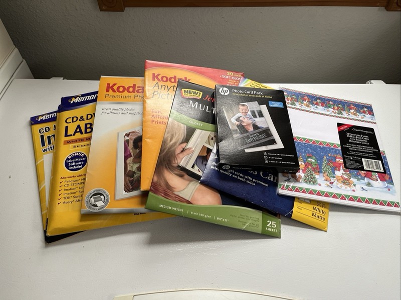Lot Of Assorted Photo Paper Memorial Cd Labels Business Cards Etc
