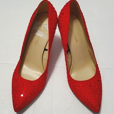 Marc Fisher Delta Red Embellished Party Wedding Heels Size 5.5M