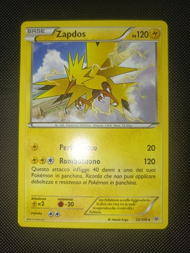 Pokemon Karte Zapdos Fliegende Wut 23/108 Ita Rare A18