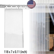 Strip Curtain Ribbed PVC Door Curtain 118"x7" Roll Cooler Freezer Plastic US