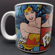 DC Comics Wonder Woman Coffee Cup Mug 14 oz with Multiple Images 4.25" Tall