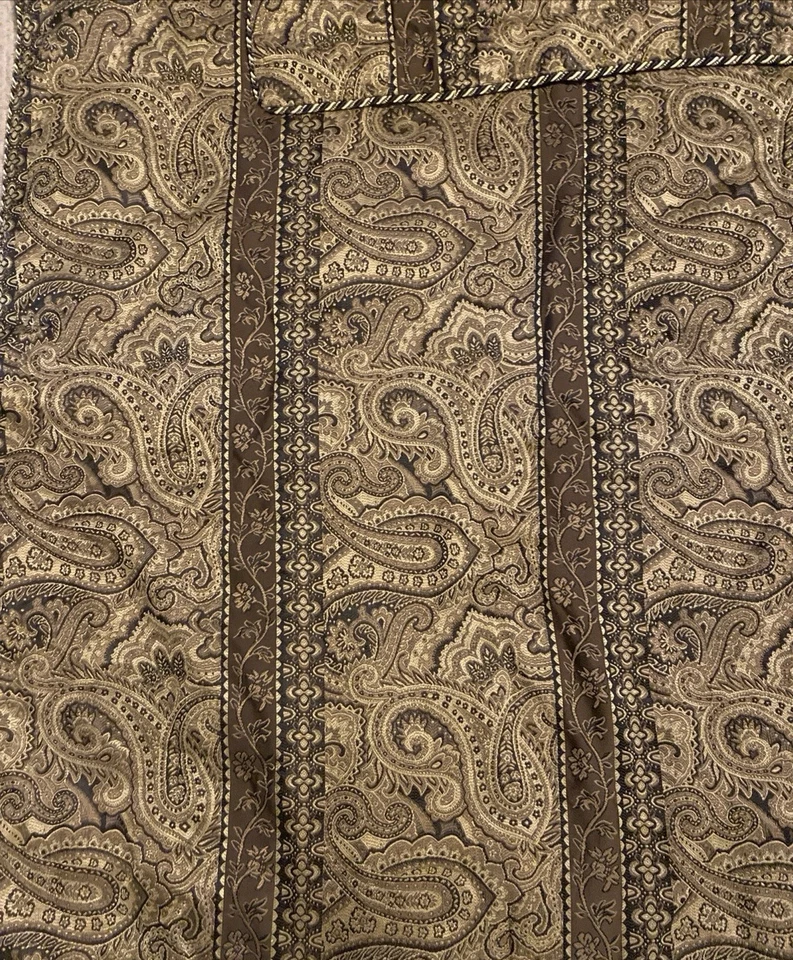 Bombay Queen Bedding Set Brown & Gold Paisley Vertical Stripes Cording - Image 4 of 4