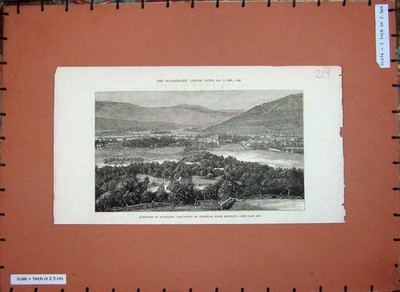 Antiker Druck Ref.670 1880 Schottland Castleton Braemar Morrone Trees Country