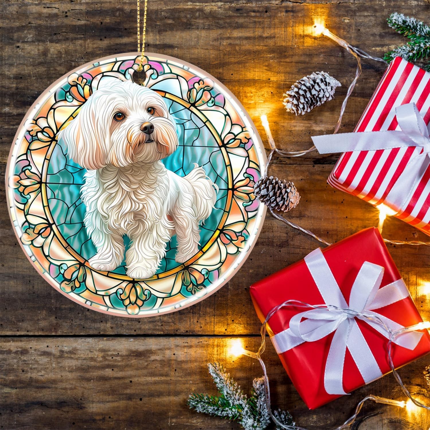 Bichon Frise Christmas Ornament Bauble Keepsake Decor Animal Lovers Tree Gifts 