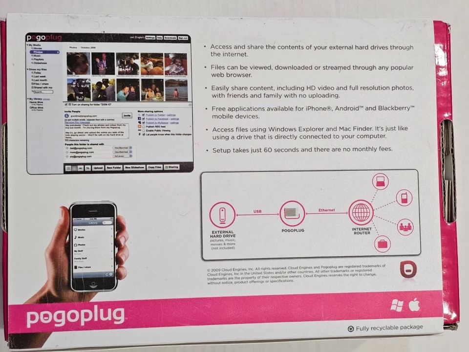 Pogoplug E02 Connect Hard Drive to the Internet Multi Media Sharing Device New - Image 2 of 4