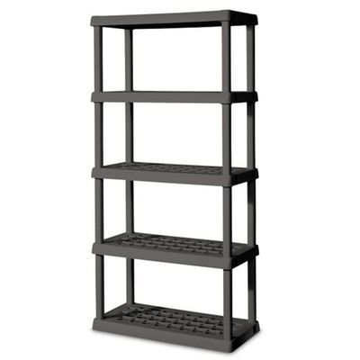 Sterilite 75.2 Inch Heavy Duty Durable 5 Shelf Ventilated Shelving Unit, 3 Pack
