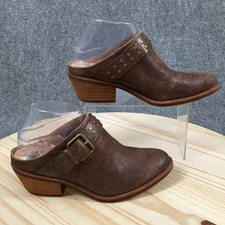 Sofft Shoes Womens 8.5 M Adena Casual Slip On Block Heels Mules Brown Leather