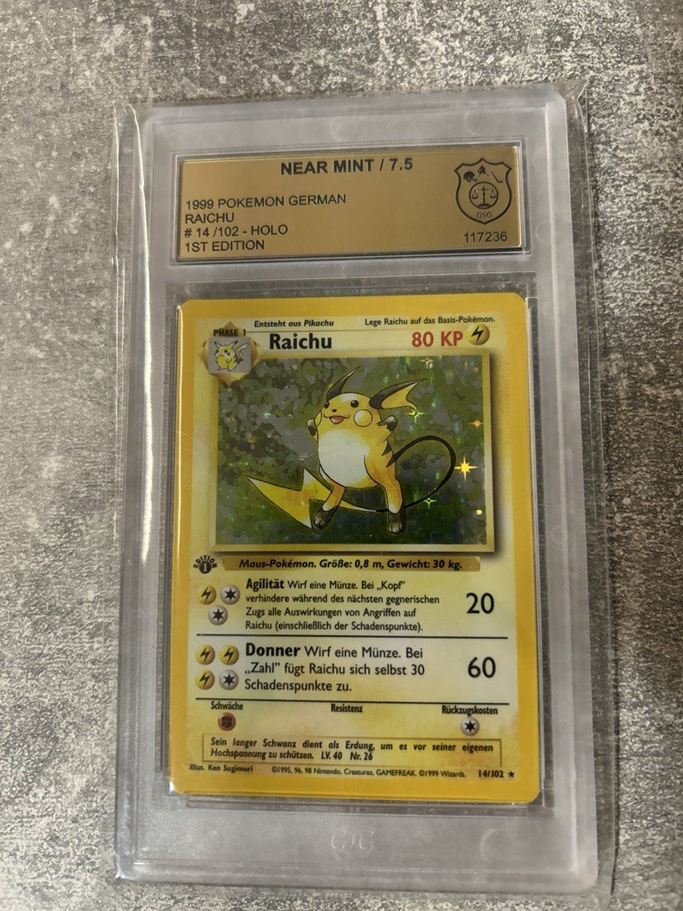Raichu 1st Edition Holo graded Base Set Pokemon Karte Vintage