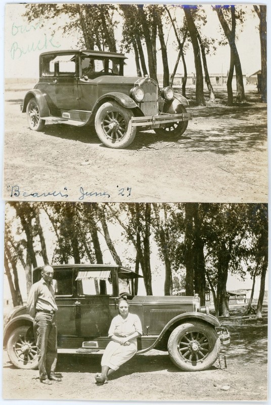 Vintage Snapshot Couple w "Our Buick" 1926 1927 Master Standard Six Opera Coupe