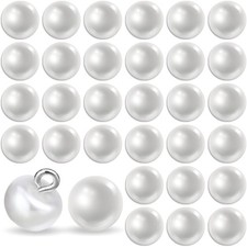 30 Pcs 10mm White Pearl Buttons with Shank Round Sewing Buttons for Dresses