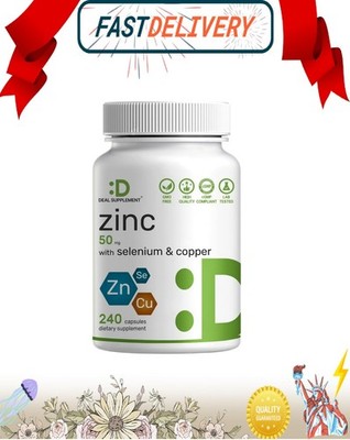 Deal Supplement Zinc 50mg with Selenium + Copper, 240 Capsules, 8 Month Supply