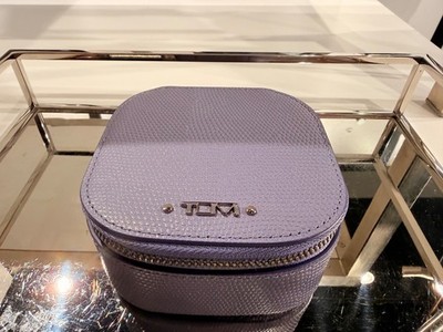 NEW Tumi Belden 4  Leather Zip Around Travel Jewelry Case Box - OCEAN LAVENDER