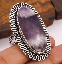 Chevron Amethyst 925 Silver Plated Handmade Ring of US Size 7