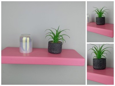 Schwebendes klobiges handgefertigtes babyrosa Holzregal 6'' 7'' 9'' + unsichtbare Stützen
