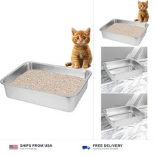 Stainless Steel Cat Litter Box for Big Cats,Small Stainless Steel,Large Metal...