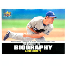 Clayton Kershaw 2010 Upper Deck Biography Series 1 #SB-49 Dodgers 2nd Year