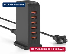 VPSUN USB Charger 6 Port 50W Multi USB Tower Charging Station for Multiple Devic